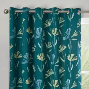 Fusion Dacey Teal Eyelet Curtains Teal (Green)