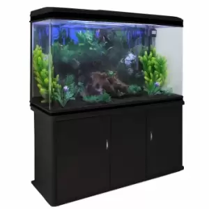 Monster Shop Aquarium Fish Tank and Cabinet With Complete Starter Kit - Black Tank and Black Gravel