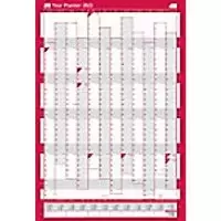SASCO Unmounted Compact Year Planner 2023 Portrait Red English 40.5 x 61 cm