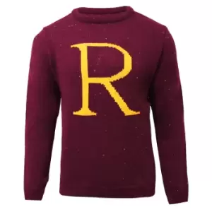 Harry Potter Mens Ron Weasley R Knitted Christmas Jumper (XXL) (Red/Yellow)