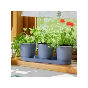 3x Smart Garden Windowsill Herb Plant Pots Slate Grey Metal Planter Window Box