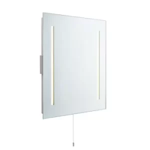 Glimpse Integrated LED 2 Light Bathroom Shaver Wall Light Mirrored Glass, Matt Silver IP44