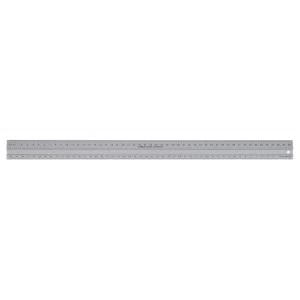 Linex 50cm Aluminium ImperialMetric Cutting Ruler with Anti Slip Rubber Strip 1 x Bevelled Side and 1 x Plain Side