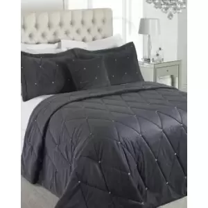 Riva Home Diamante Bedspread Set (220 x 240cm) (Pewter)