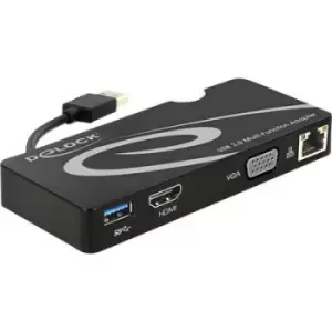 Delock USB 3.0 Network adapter 1 GBit/s HDMI , VGA, USB 3.2 1st Gen (USB 3.0), LAN (10/100/1000 Mbps)