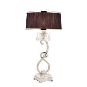 1 Light Medium Table Lamp Polished Nickel Plate with Black Shade, E14