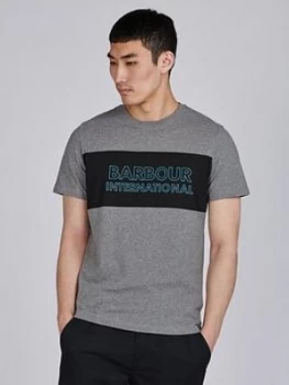 Barbour International Panel Logo T-Shirt - Anthracite Marl, Size L, Men
