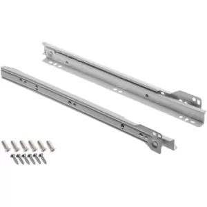 Roller Drawer Runners Metal Slides Grey Colour Kitchen + Free Fixing Pack - Size 350mm - Pack of 1