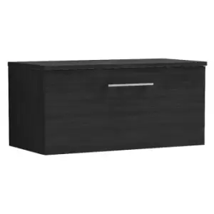 Arno Charcoal Black 800mm Wall Hung Single Drawer Vanity Unit with Worktop - ARN625W - Charcoal Black - Nuie