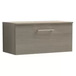 Arno Solace Oak 800mm Wall Hung Single Drawer Vanity Unit with Worktop - ARN2525W - Solace Oak - Nuie