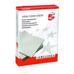 5 Star A4 Value Copier Paper Multifunctional Ream Wrapped White 500 Sheets