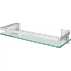 Tempered Glass Shelf with Aluminium Rail 1 Tier M&W - Multi