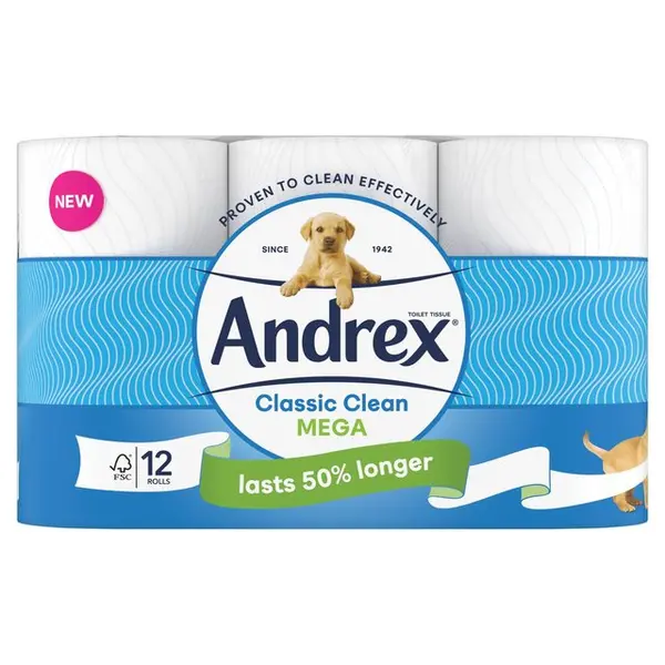 Andrex Classic Clean Mega 12 Toilet Rolls