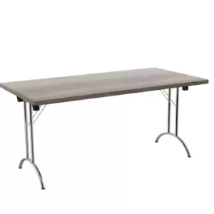 One Union Folding Table 1600 X 800 Silver Frame Grey Oak Rectangular Top