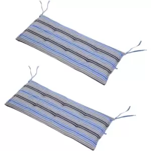 Outsunny - Set of 2 Outdoor Garden Patio 2-3 Seater Bench Swing Chair Cushion Seat Pad Mat Replacement 120L x 50W x 5T cm - Blue Stripes