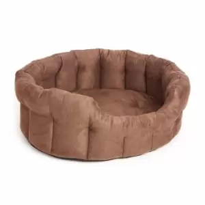 P&L Oval Faux Suede Dog Bed Medium Brown - wilko