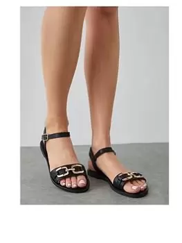 Dorothy Perkins Snaffle Trim Flat Sandals - Black, Size 4, Women