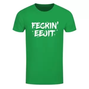 Grindstore Mens Feckin Eejit St Patricks Day T-Shirt (XXL) (Green)