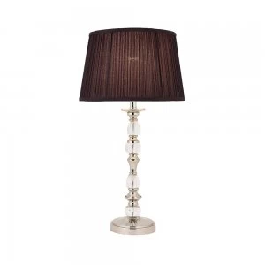 1 Light Medium Table Lamp Polished Nickel Plate with Black Shade, E27