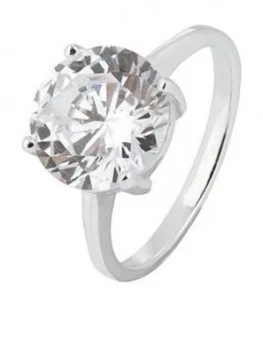 Accessorize 3 Round Cut Solitaire Ring, Crystal, Size L, Women