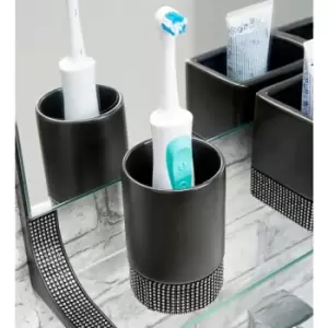 Bathroom Tumbler Toothbrush Holder Sparkle Ceramic Black Modern - Black - Vale Designs