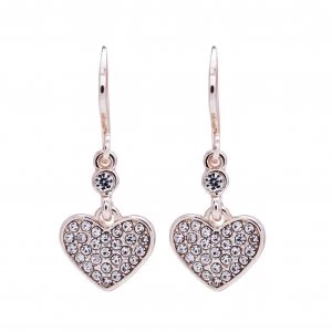 Lipsy Rose Gold Plated Crystal Pave Heart Drop Earrings