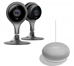 Nest Cam Twin-Camera Home Security Kit and Home Mini Bundle