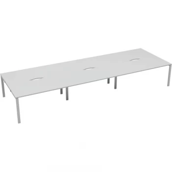 6 Person Double Bench Desk 1200X800MM Each - White/White