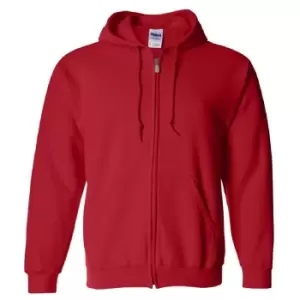 Gildan Heavy Blend Unisex Adult Full Zip Hooded Sweatshirt Top (L) (Red)