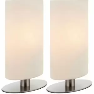 2 pack Touch Dimmable Table Lamp Nickel & Frosted Glass Shade Bedside Desk Light