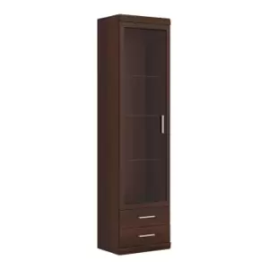 Imperial Tall Glazed 1 Door 2 Drawer Narrow Cabinet In Dark Mahogany Melamine