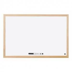 Bi-Office Drywipe Whiteboard Wood Frame 600mm X 400mm 49148BS