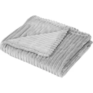 Flannel Fleece Blanket Single Size Throw Blanket for Bed 152x127cm Grey - Grey - Homcom