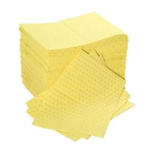 Fentex 40 x 50cm Chemical Absorbent Pads 100 Litres Bonded Perforated Poly Wrapped Yellow Pack 100