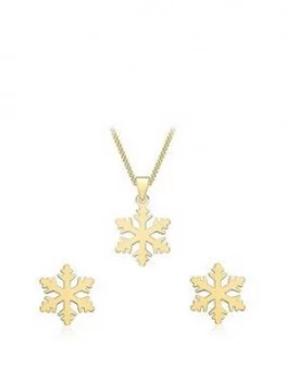 Love Gold 9Ct Yellow Gold Snowflake Jewellery Set