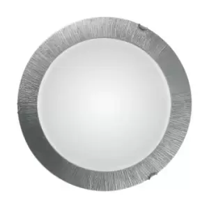 Moon Lifestyle Glass Simple Flush Ceiling Light Silver - Sun Silver Finish, 3x E27