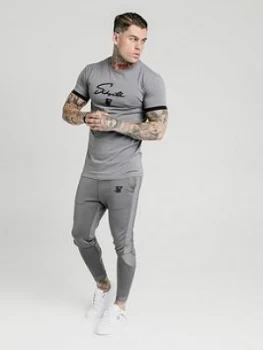 SikSilk Creased Nylon Tracksuit Pants - Grey, Size L, Men