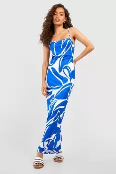 Abstract Print Strappy Maxi Dress