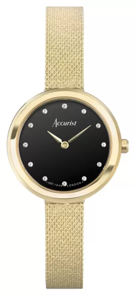 Accurist 78002 Jewellery Womens Black Onyx Dial Gold PVD Watch