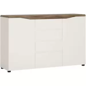 Furniture To Go - Toledo 2 door 4 drawer sideboard in White and Oak - Alpine White with high gloss fronts and Stirling Oak