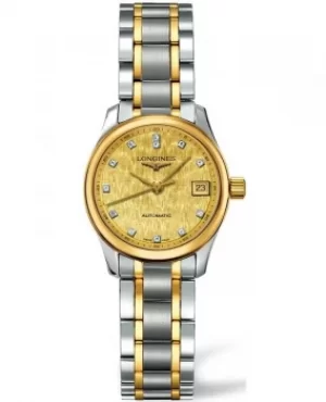 Longines Master Collection Automatic 25.5mm Champagne Dial Diamond Yellow Gold and Stainless Steel Womens Watch L2.128.5.38.7 L2.128.5.38.7