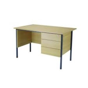 Serrion Ferrera Oak 1200mm Four Leg Desk with Three Drawer Pedestal