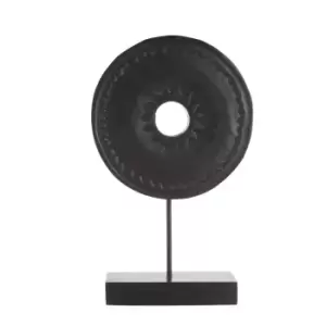 Round Sculpture, Black Finish Mango Wood, Large
