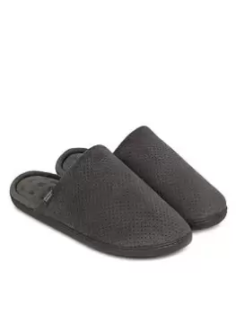 TOTES Mens Airtex Suedette Mule Slippers with 360 Comfort & Pillowstep - Grey, Size 11, Men
