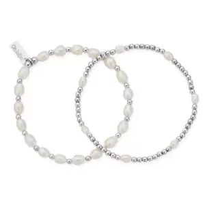 ChloBo Silver Pearl Bracelet Set
