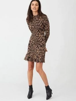 WHISTLES Animal Print Flippy Dress - Brown/Multi, Brown/Multi, Size 12, Women