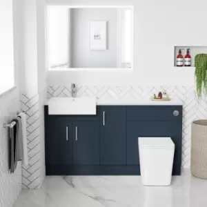 1500mm - 1800mm Blue Toilet and Sink Unit with Matt Worktop and Chrome Fittings - Coniston