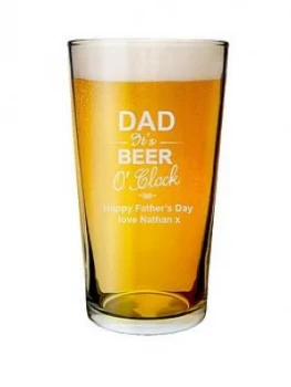 Personalised Dad It'S Beer O Clock Pint Glass, Women