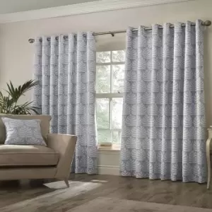 Paoletti Horto Eyelet Curtains (90in x 72in) (Blue) - Blue