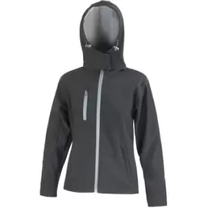 Result Core Womens/Ladies Lite Hooded Softshell Jacket (S) (Black/Grey)